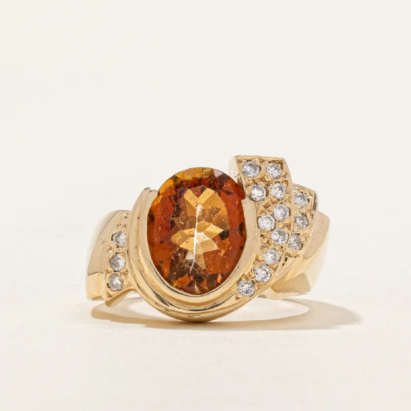 large statement turquoise ring Peach Mystic Topaz & Diamond Ring | 3.80ct, 0.16ctw | SZ 6.25 |