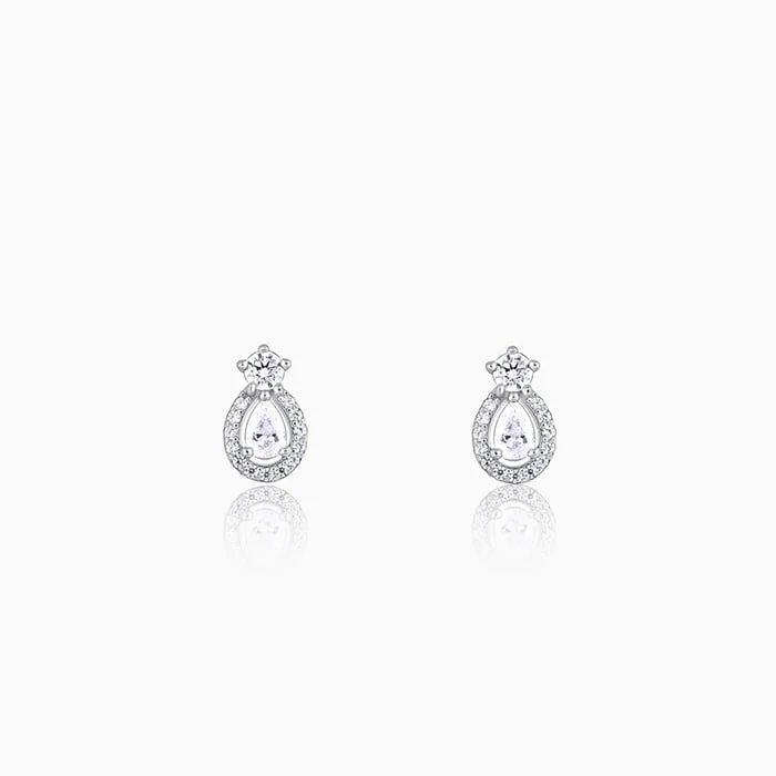 classic pearl bridal earrings Silver Elegant Pear Drop Earrings