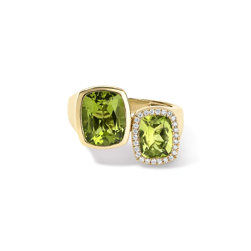 classic pearl choker necklace Peridot Toi Et Moi Ring with Diamond Halo