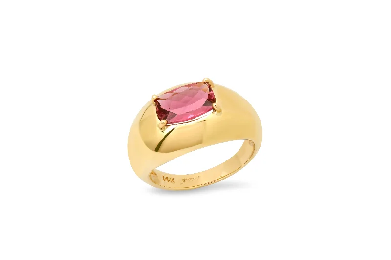 Pink Tourmaline Domed Ring