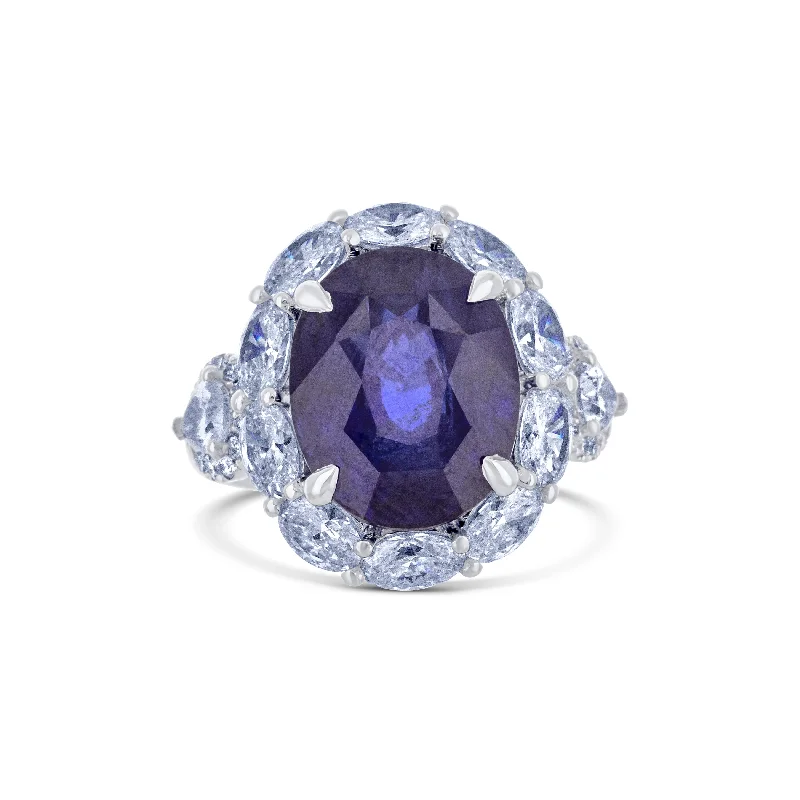 infinity heart necklace personalized Platium Sapphire and Diamond Halo Ring