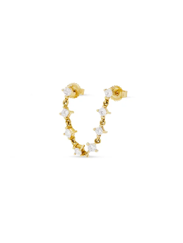 rose gold feather earrings Princess Yellow Gold Chain Double Earring