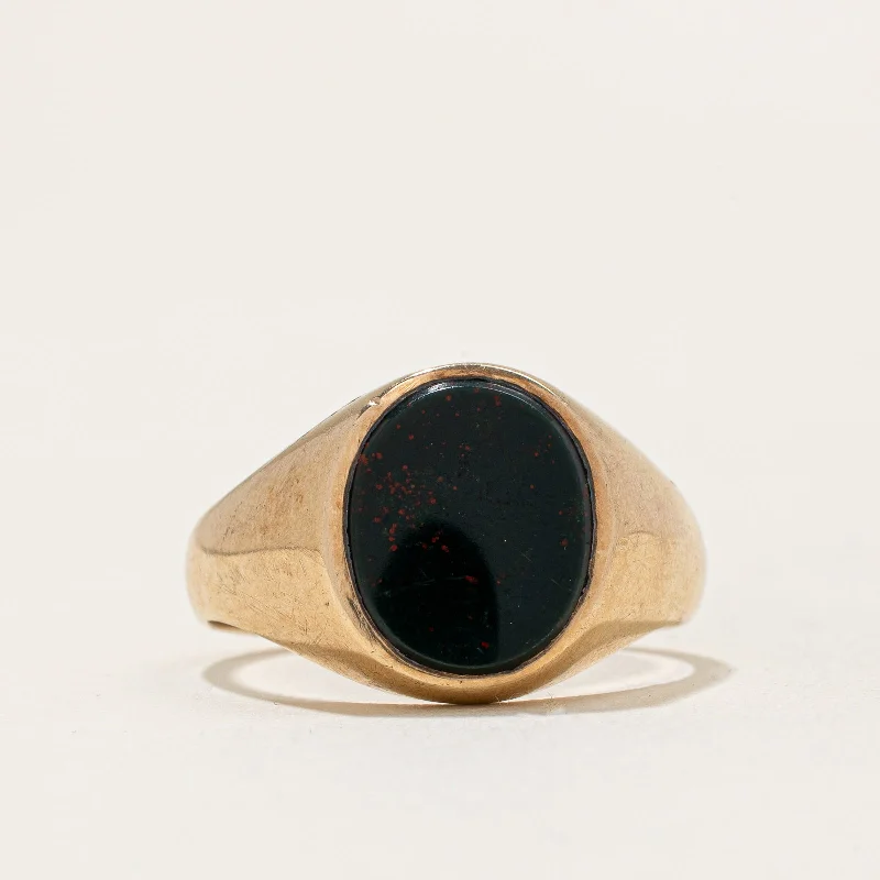 solid gold cartilage hoop Bloodstone Oval Signet Ring | SZ 9.25 |