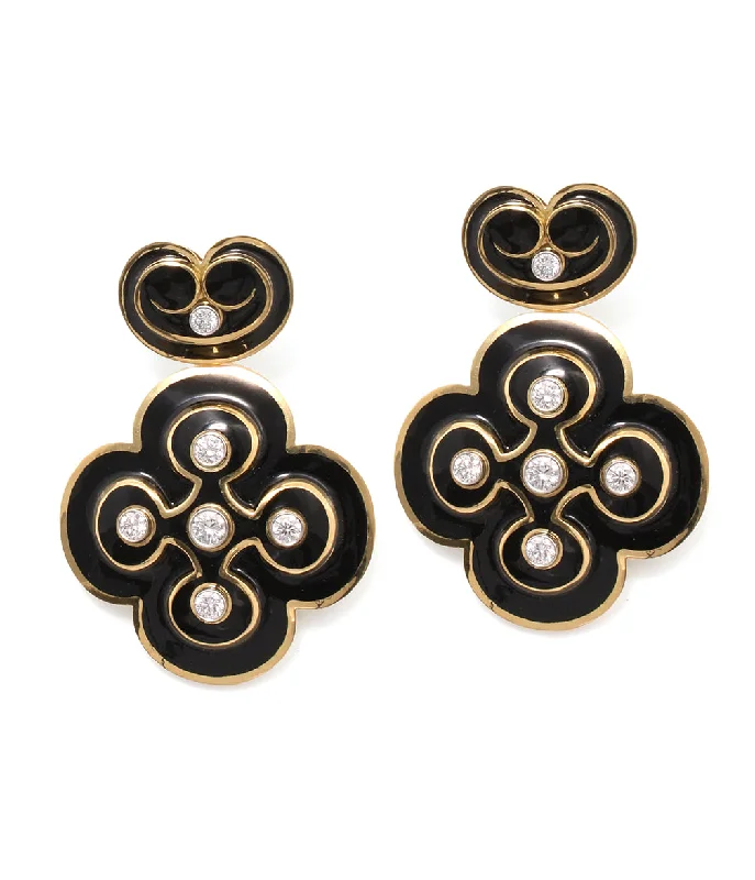 Quatrefoil Enamel Earrings