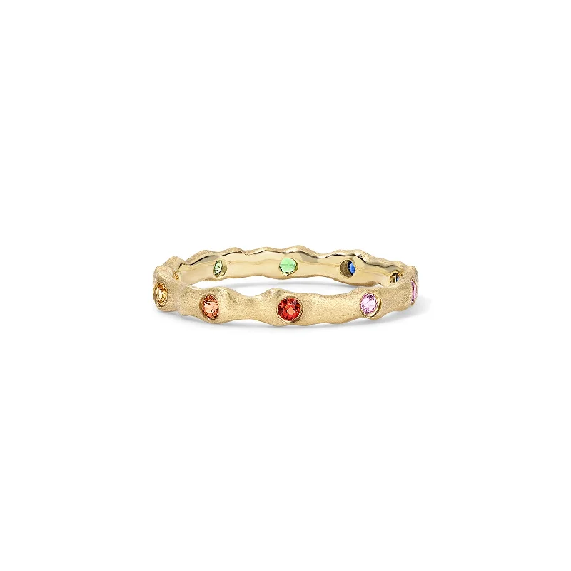 unique gemstone necklace handmade Rainbow Freeform Eternity Band