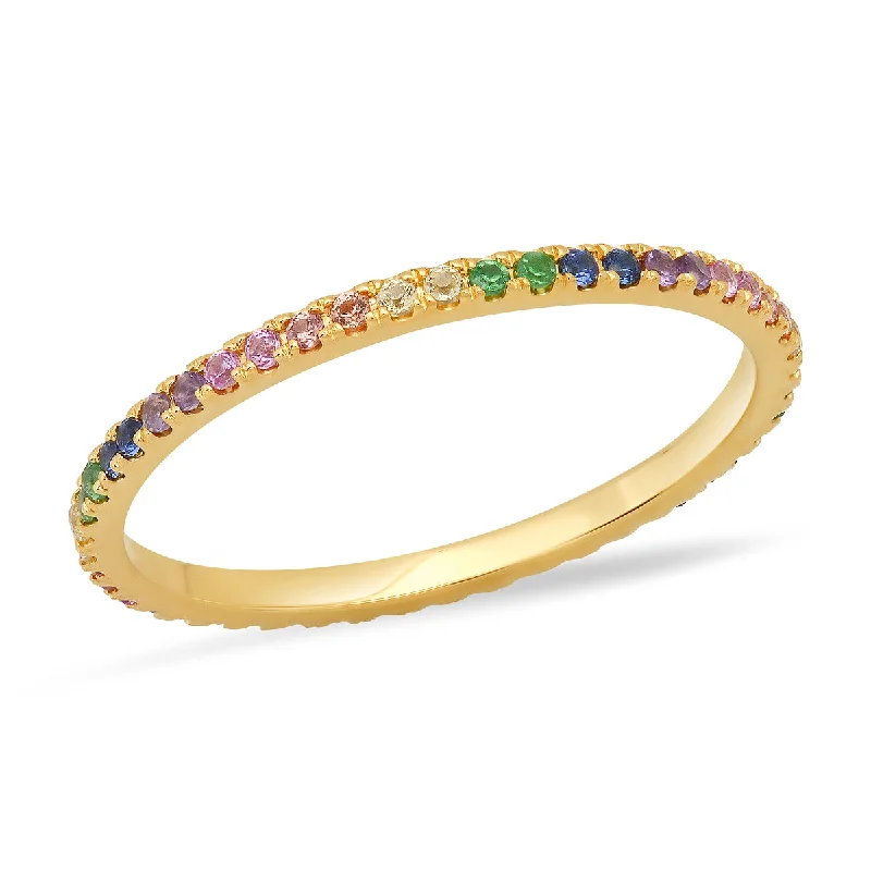 silver moon phase pendant Rainbow Ombre Stack Band