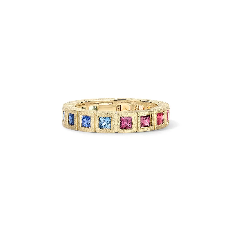 oval cut engagement ring platinum Rainbow Princess Cut Eternity Band