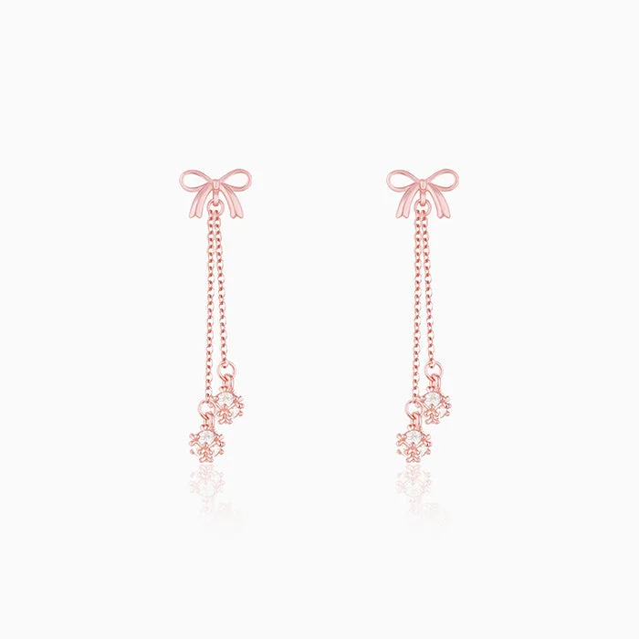 oval blue sapphire ring Rose Gold Bow Dangler Earrings