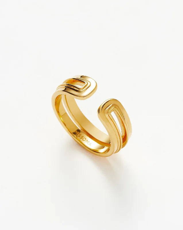 fine silver herringbone necklace Ridge Ovate Open Ring