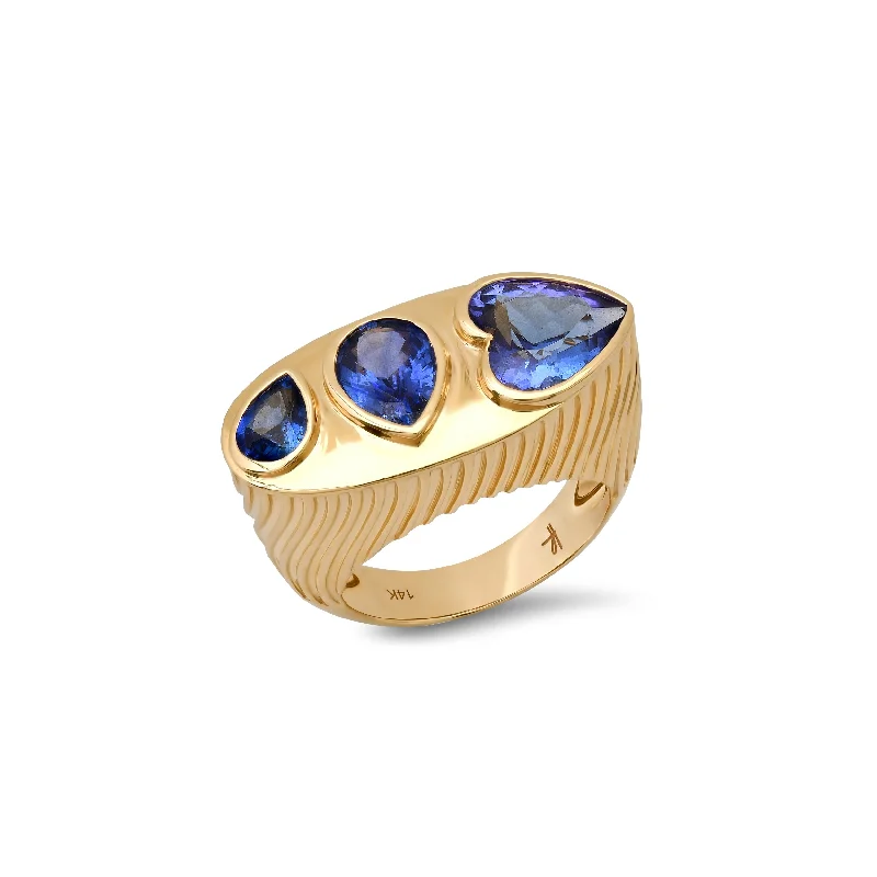 sterling silver infinity bracelet Ripple Ring in Tanzanite and Blue Sapphire