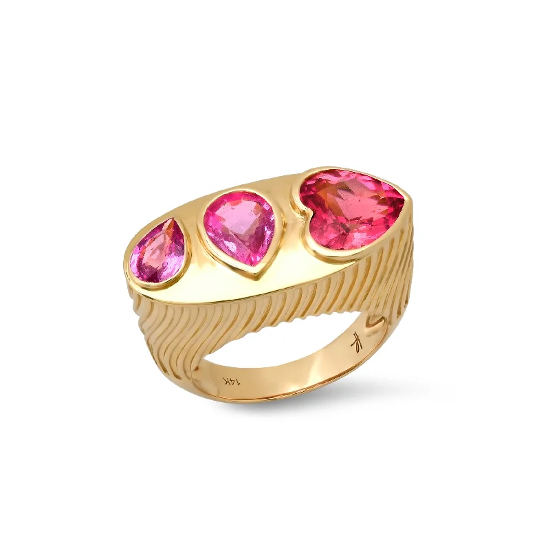 silver anklet with charms Ripple Ring in Tourmaline and Pink Sapphire