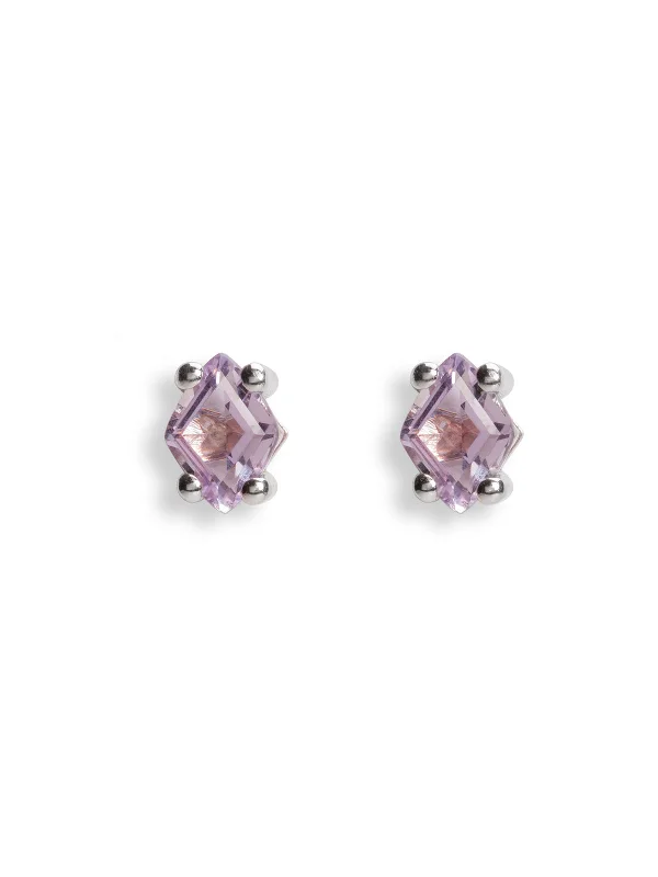 dainty gemstone drop earrings Rose de France Diamond Shape White Gold Stud Earrings dainty gemstone drop earrings Rose de France Diamond Shape White Gold Stud Earrings