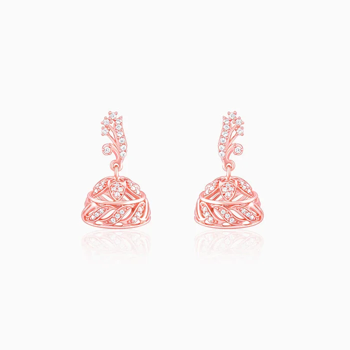 personalized hand-stamped bar ring Rose Gold Ajmer Jhumki Earrings