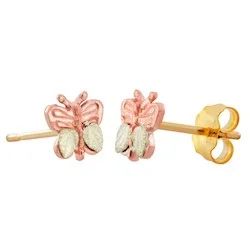 delicate heart stud earrings Rose Gold Childs Butterfly Earrings