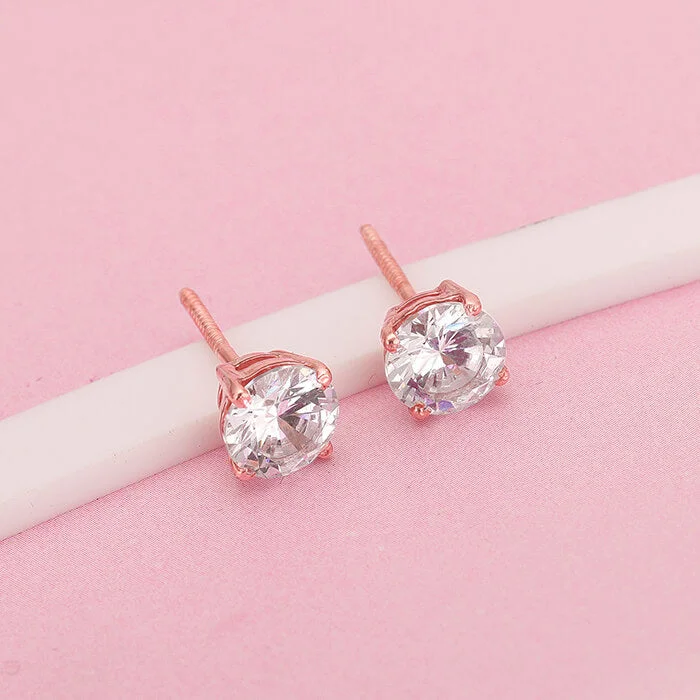 colorful gemstone engagement ring Rose Gold Classic Zircon Earrings