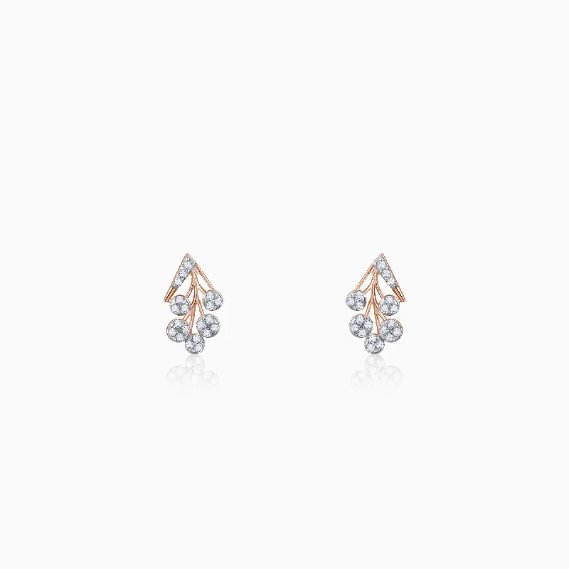 unique emerald green ring Rose Gold Cluster Diamond Earrings