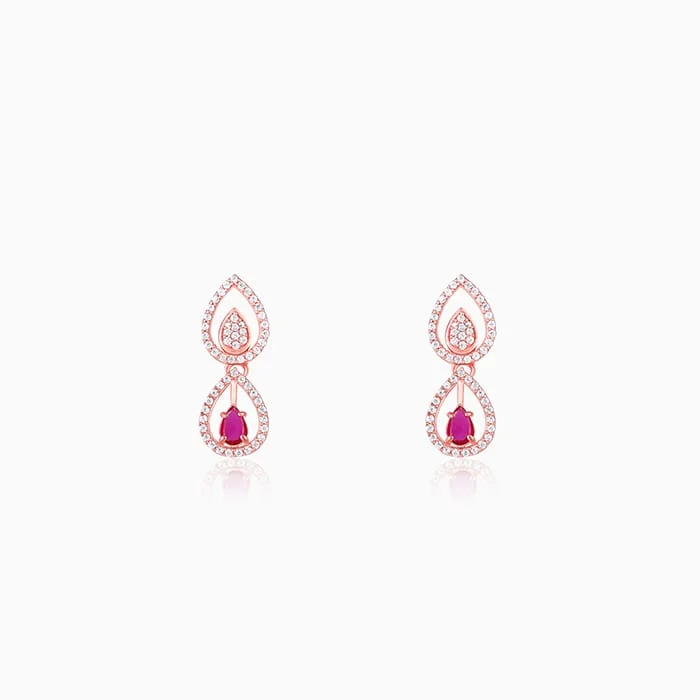 handcrafted silver cross pendant Rose Gold Double Droplet Earrings