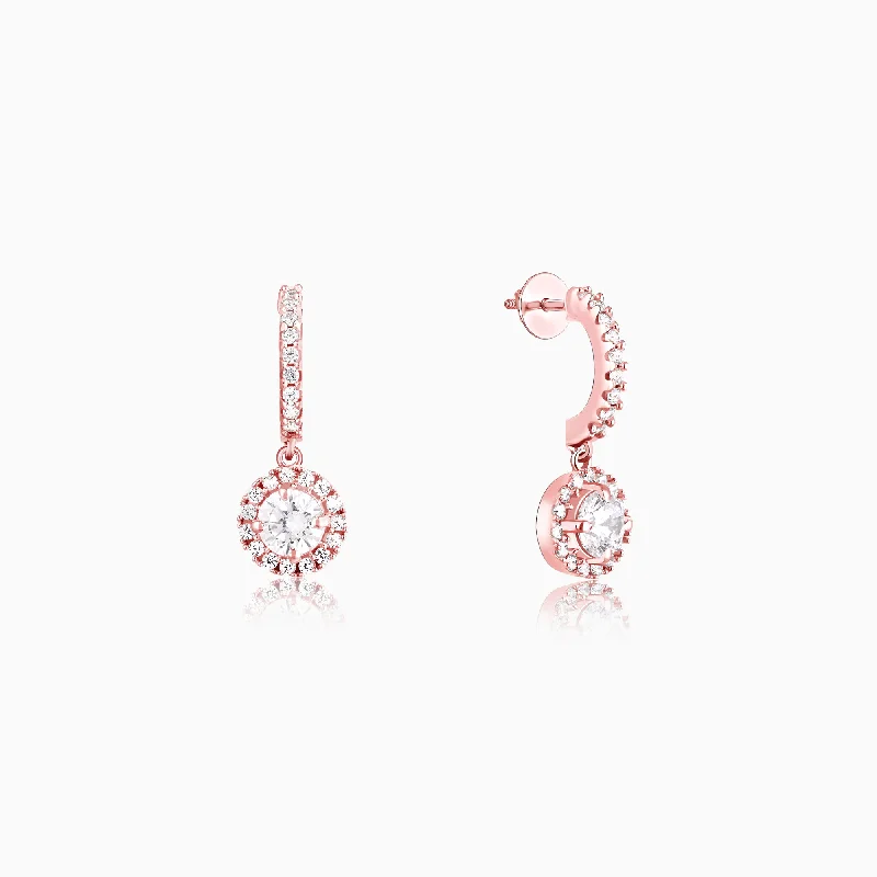 handmade leather ring Rose Gold Zircon Drizzle Drop Earrings
