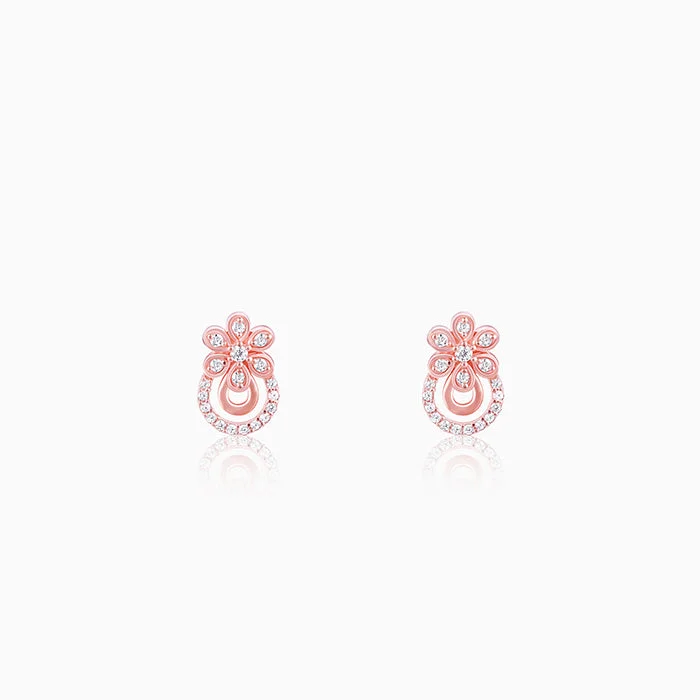 personalized gemstone pendant necklace Rose Gold Floral Arch Earrings