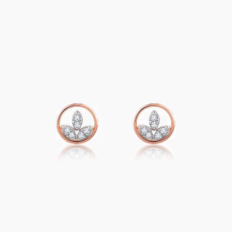 bold statement cuff bracelet Rose Gold Floral Circle Diamond Earrings