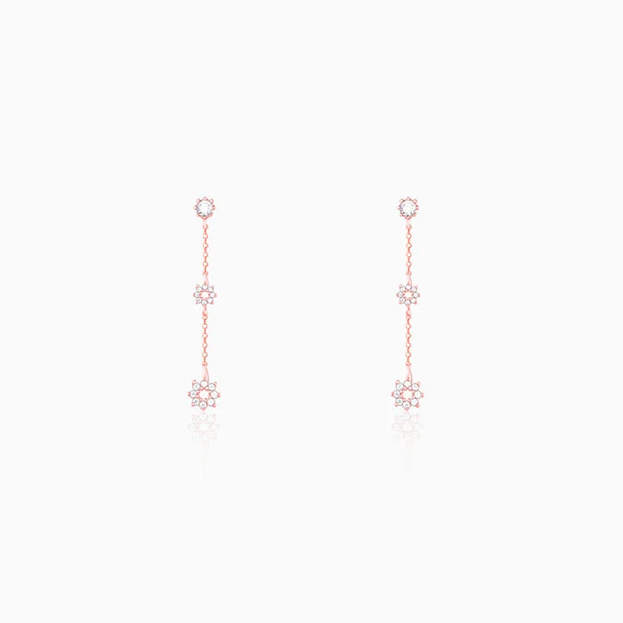 personalized gold bar necklace Rose Gold Flower Charm Earrings