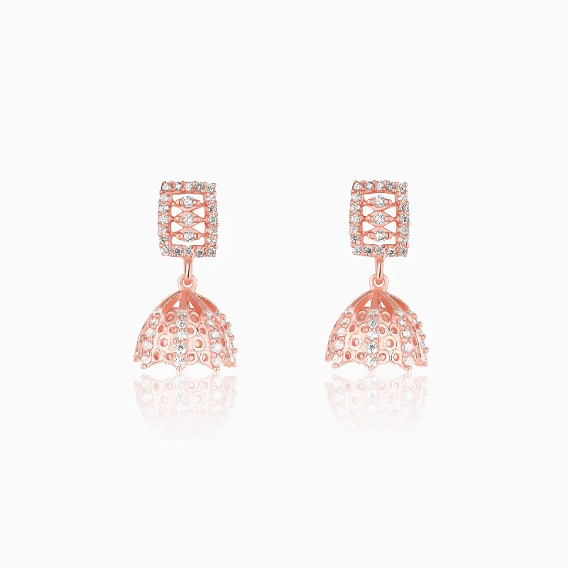 silver rope chain men Rose Gold Dome of Charm Jhumki
