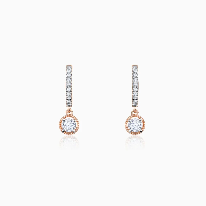 yellow sapphire engagement ring Rose Gold Glittering Drop Diamond Earrings
