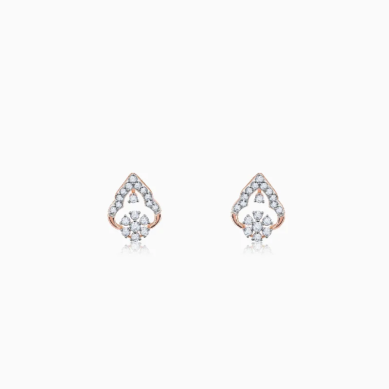 personalized engraved locket Rose Gold Grogeous Drop Diamond Earrings
