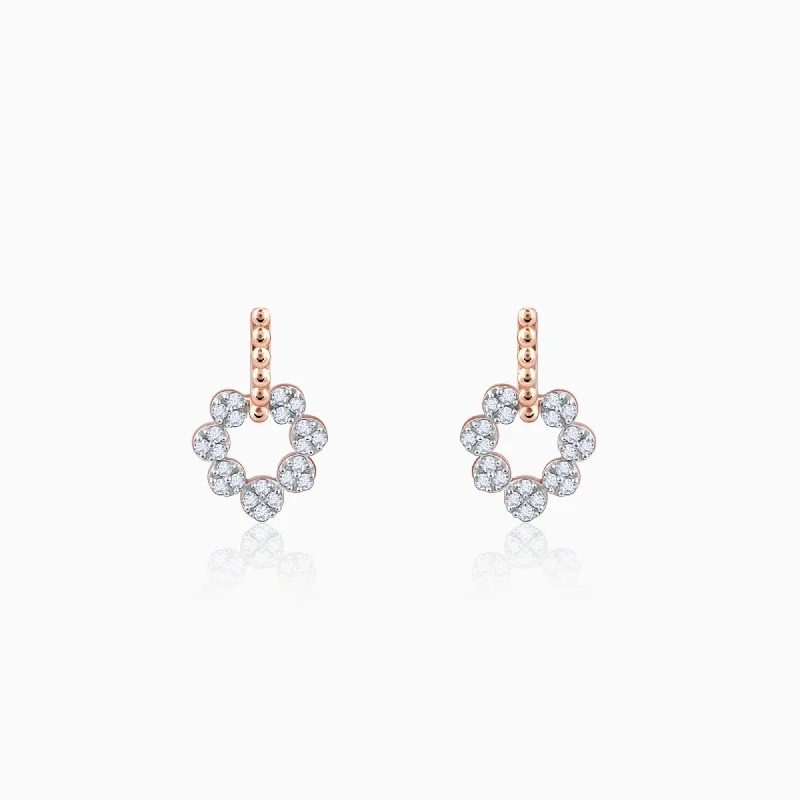 star-shaped cartilage stud earrings Rose Gold Halo Diamond Earrings
