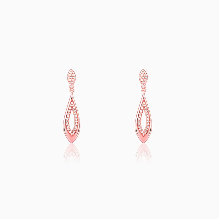 black opal engagement ring Rose Gold Halo Drop Earrings