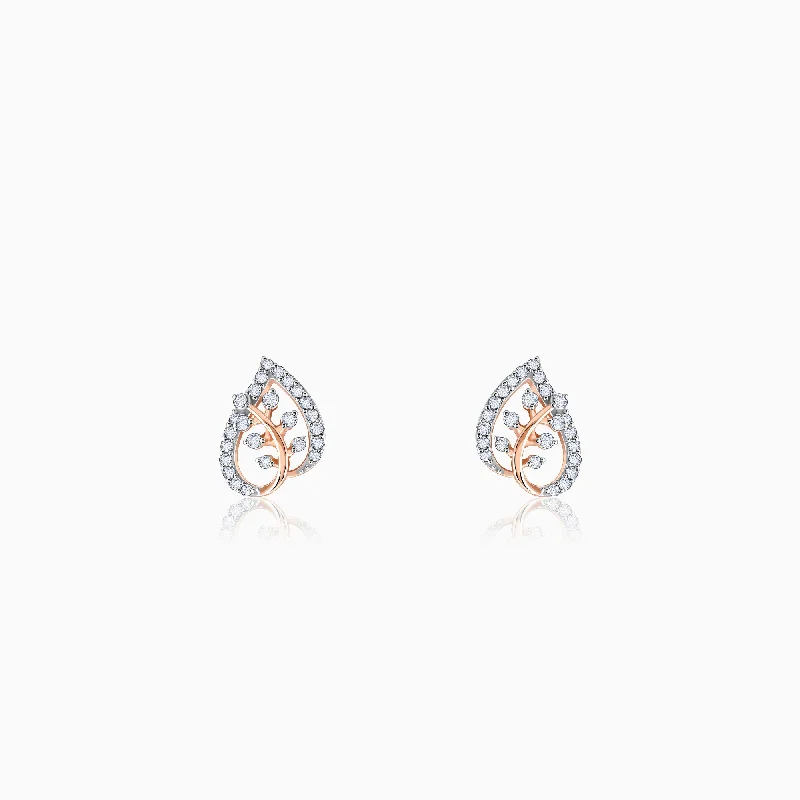gothic black onyx ring men Rose Gold Leafy Love Diamond Earrings