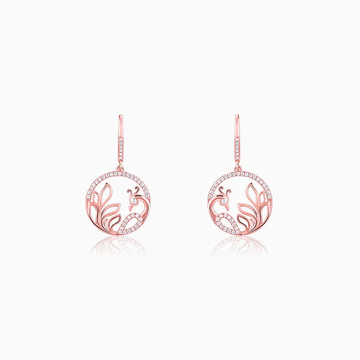vintage-style floral brooch Rose Gold Mayura Hoop Earrings