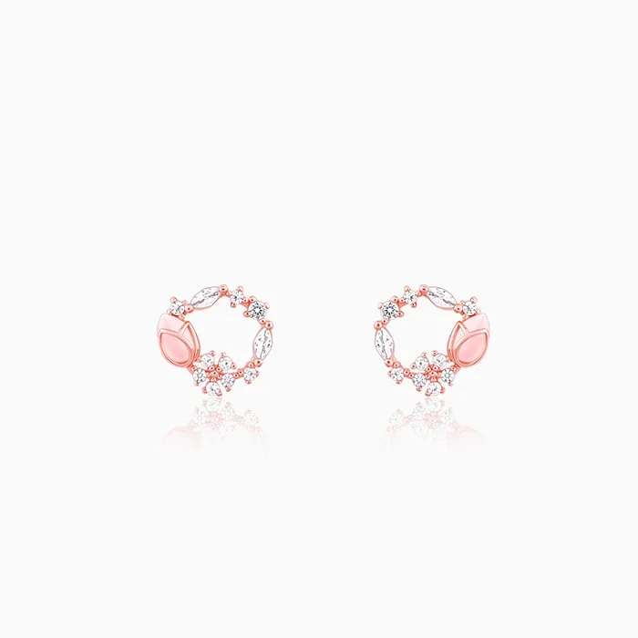 vintage gold engagement ring Rose Gold Drop Wreath Studs