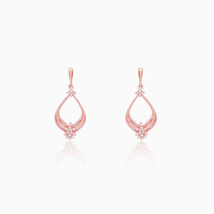 modern geometric silver ring Rose Gold Princess Earrings