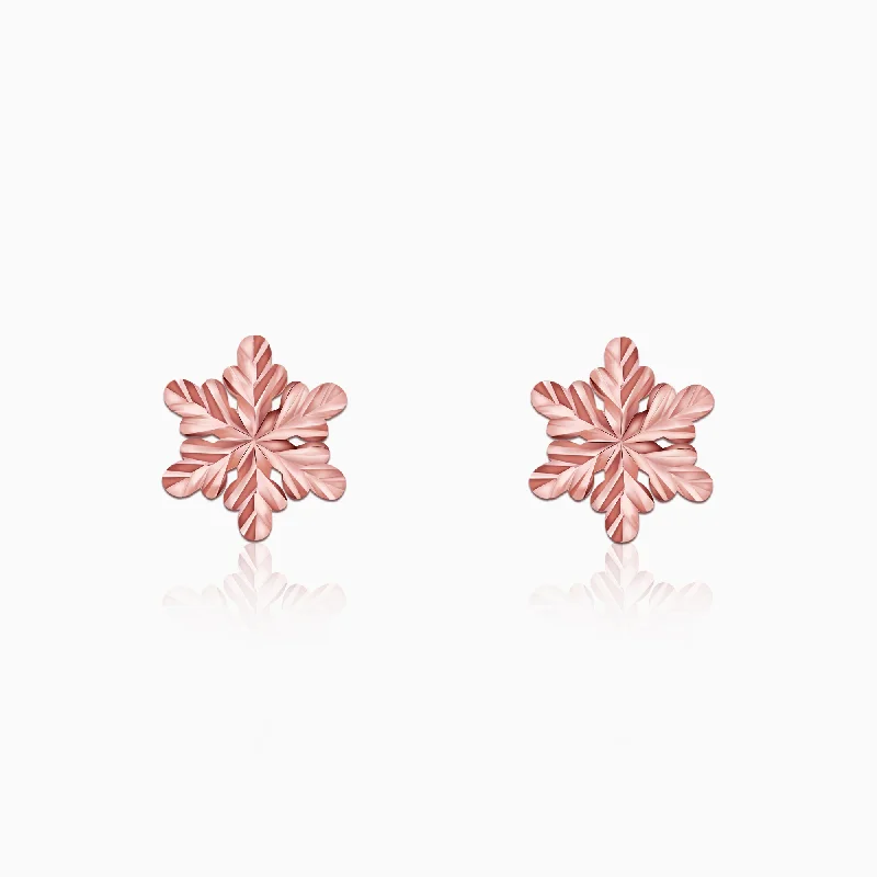 handmade braided hemp bracelet Rose Gold Snowflake Stud Earrings