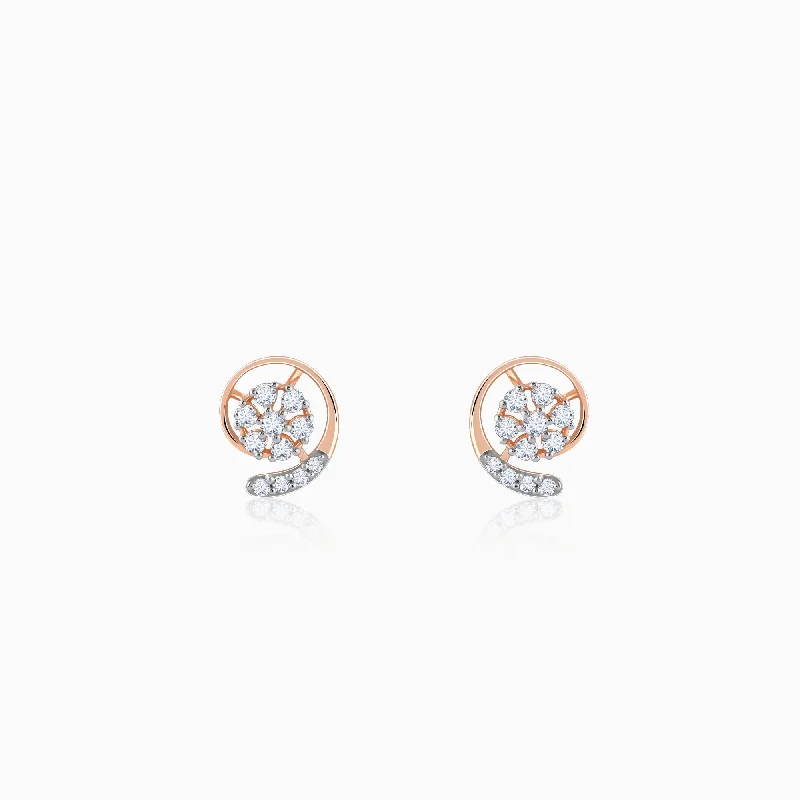 minimalist stacking rings set Rose Gold Starlit Diamond Earrings