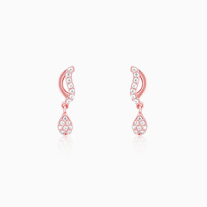 freshwater pearl drop earrings Rose Gold Wavecrest Earrings