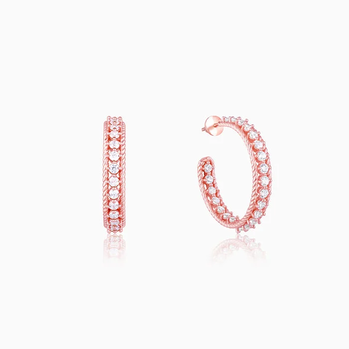 classic tennis bracelet white gold Rose Gold White Zircon Hoop Earrings