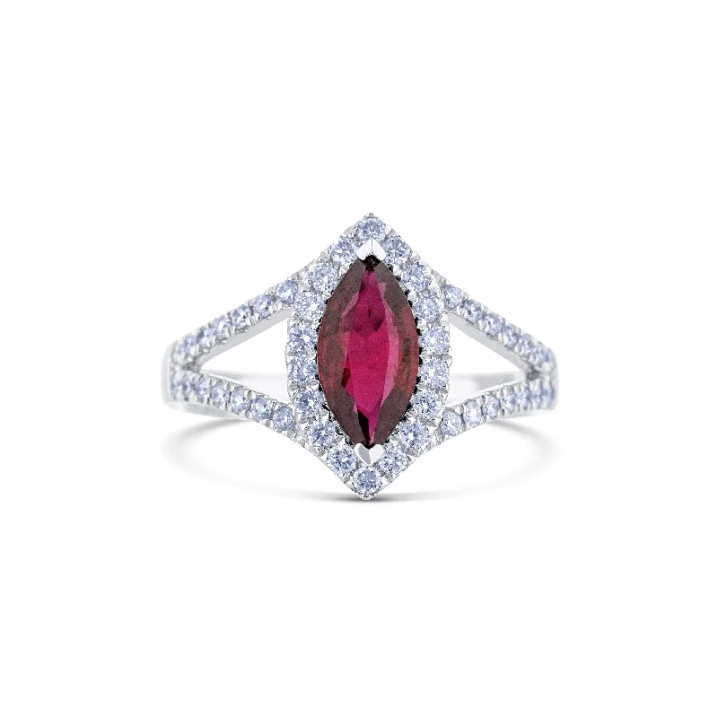 black and gold wedding band Ruby and Diamond 18K White Gold Ring