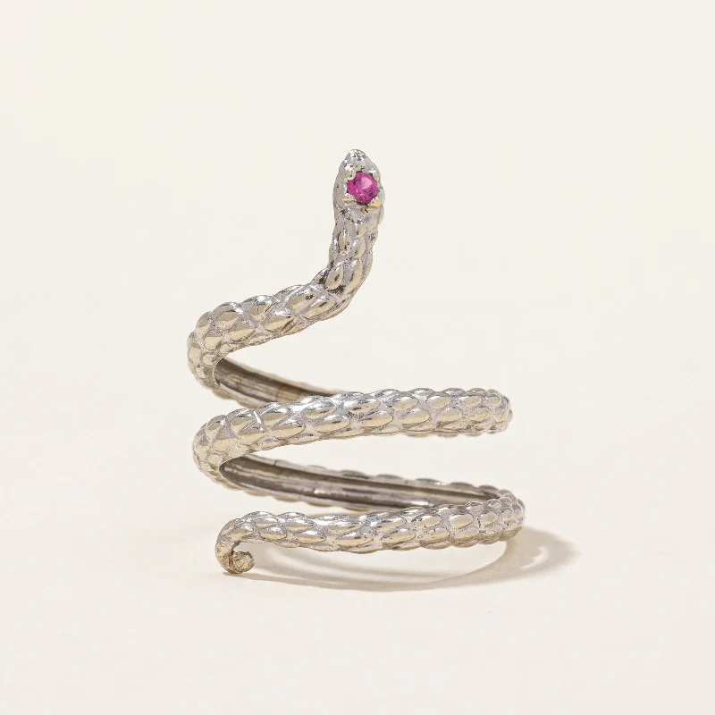 men’s braided leather bracelet Ruby Coiled Snake Ring | 0.01ct | SZ 4.75 |