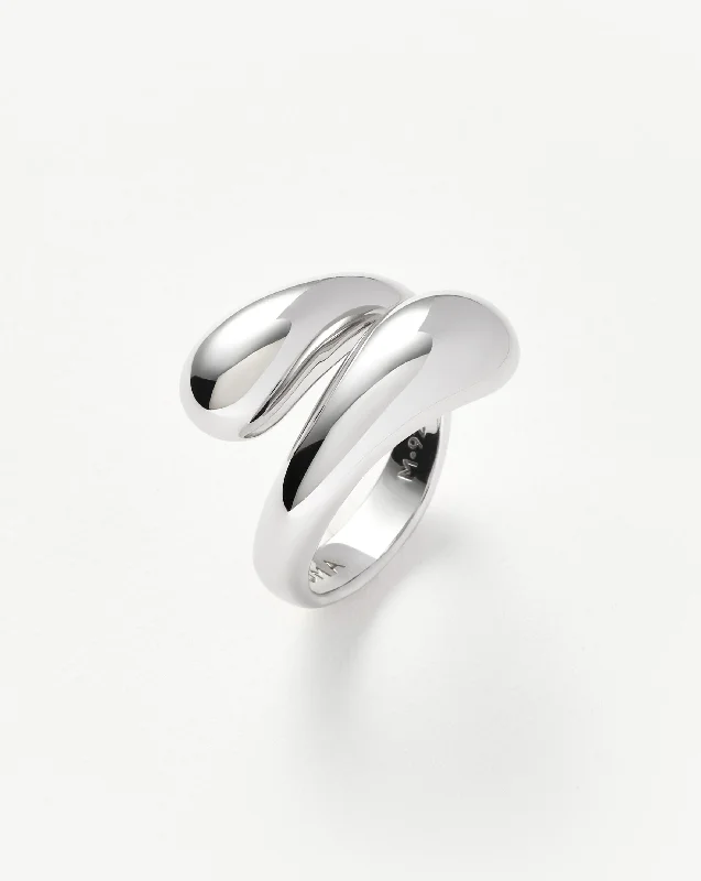 personalized couple’s bracelet engraved Savi Sculptural Crossover Ring | Sterling Silver
