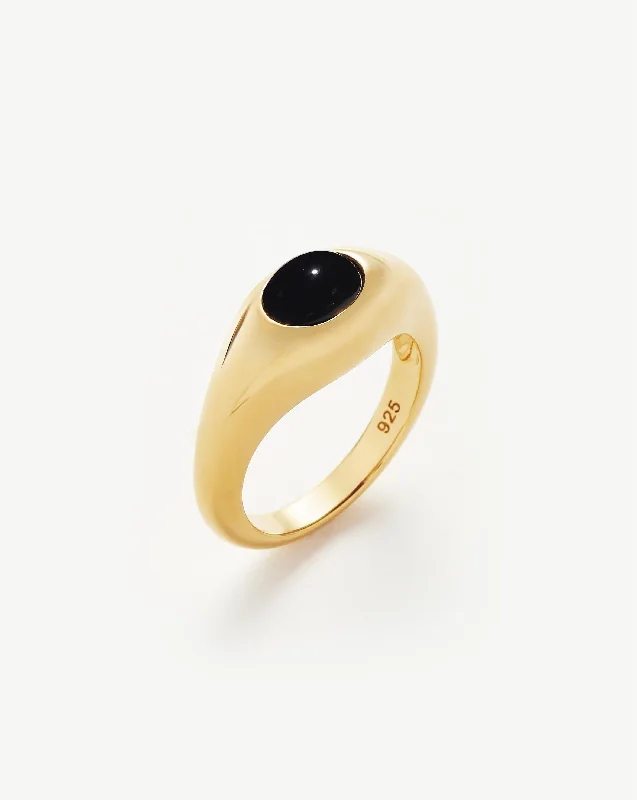 minimalist gemstone stud earrings Savi Sculptural Gemstone Stacking Ring | 18ct Gold Vermeil/Black Onyx
