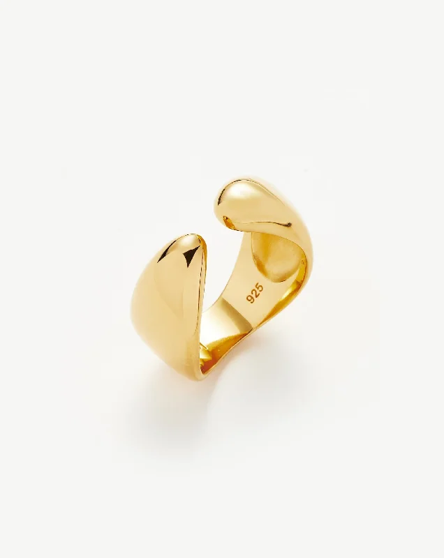 custom zodiac sign ring Savi Sculptural Open Stacking Ring | 18ct Gold Vermeil