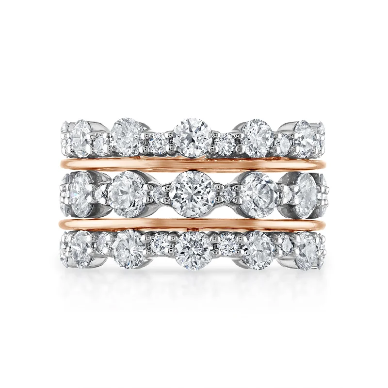 gold moonstone cocktail ring Scalloped Diamond Stack Rings