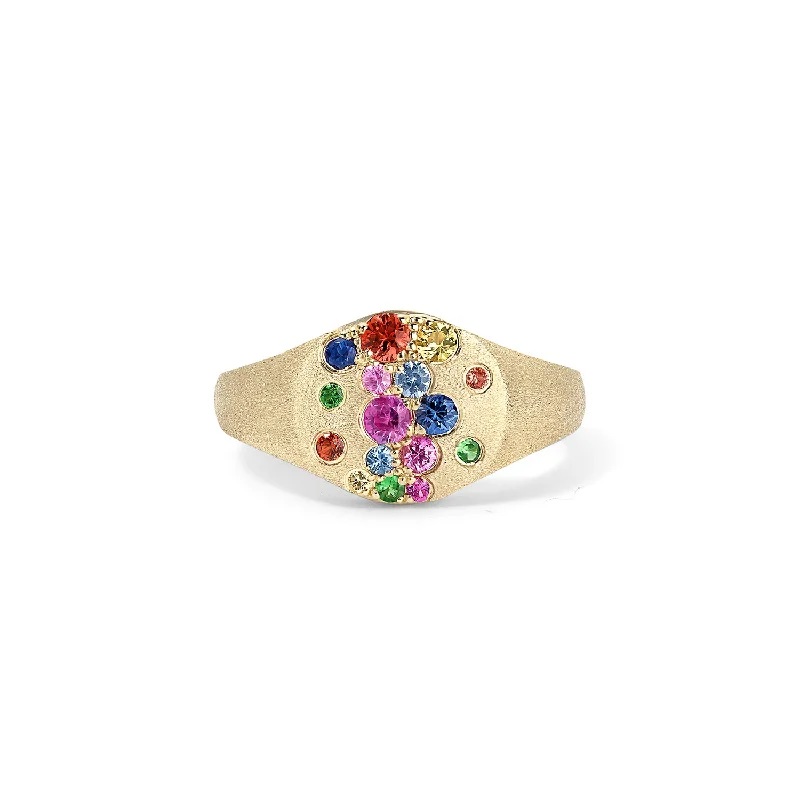 ethical lab-grown diamond ring Scattered Rainbow Pinky Ring