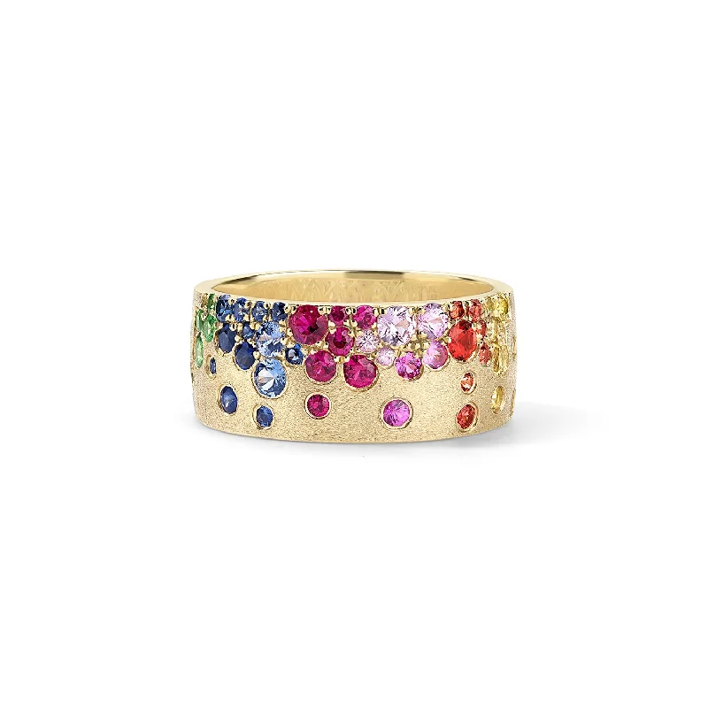 minimalist threader earrings gold Scattered Rainbow Wide Cigar Band