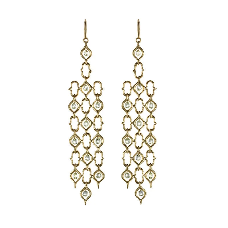 Screen Pattern Triple Strand Earrings