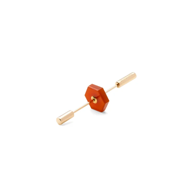 pearl and gold chain earrings "Short Spear" Earring, Carnelian