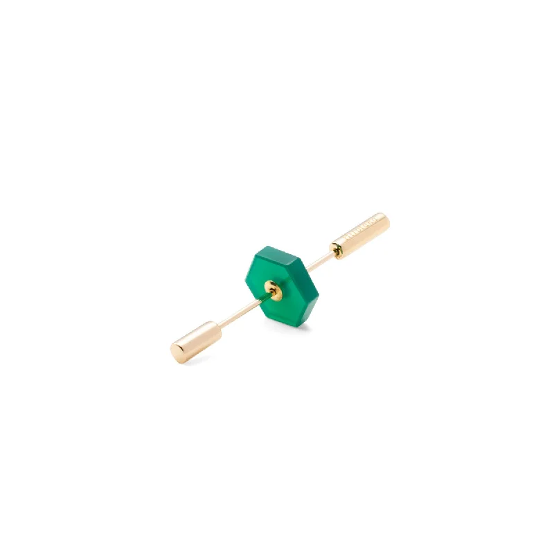 modern baguette diamond ring "Short Spear" Earring, Green Agate