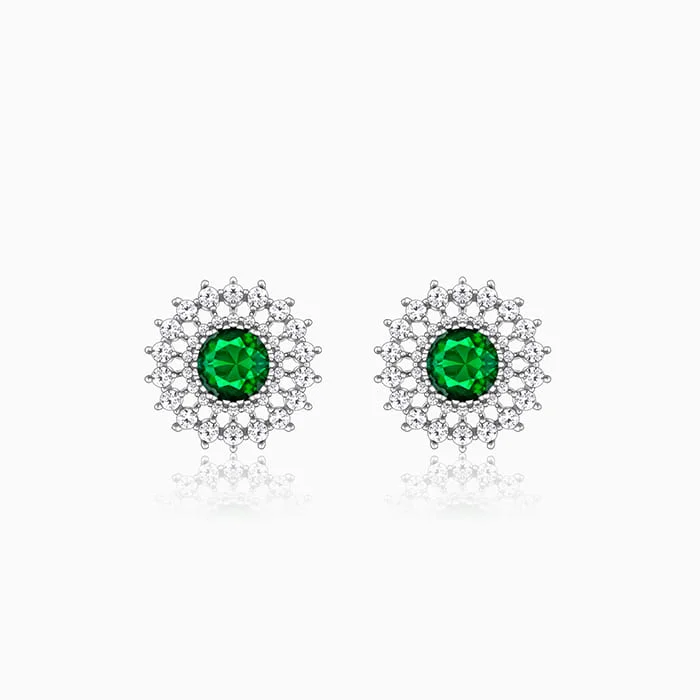 celestial star cluster earrings Silver Zircon Emerald Sunshine Studs